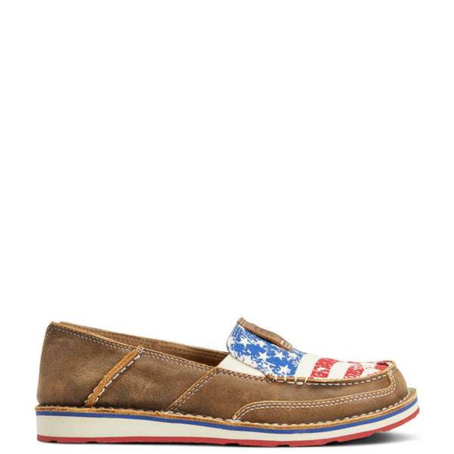 Shoes * | Ariat Ladies Distressed Flag Cruiser Shoes 10040359 Bestsellers Brown