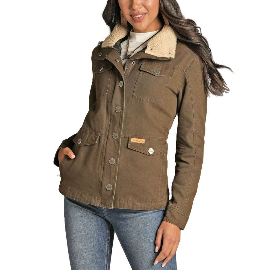 Fashions * | Powder River Outfitters Ladies Canvas Olive Rancher Jacket 52-1029-31 Shop