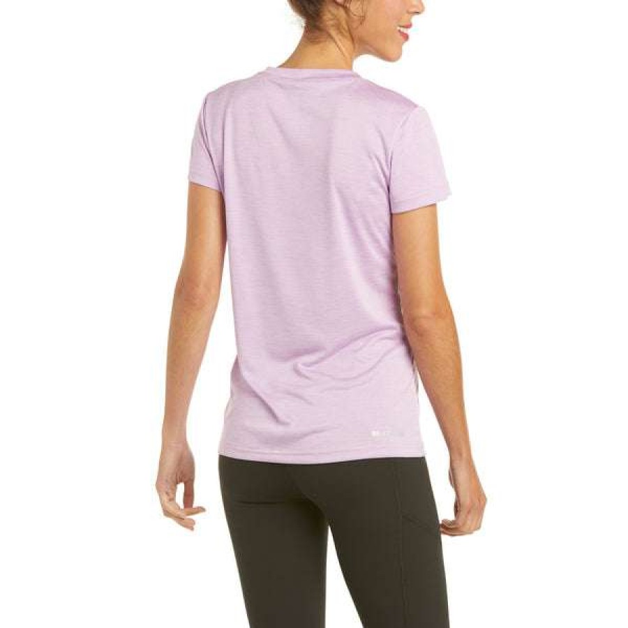 Fashions * | Ariat Ladies Performance Laguna Violet Tulle Logo Ss Shirt 10035512 Fashionable Pink