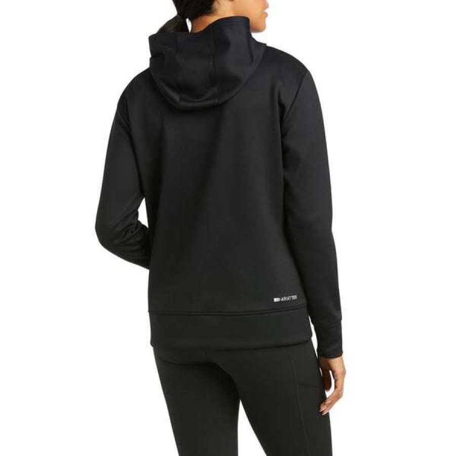 Fashions * | Ariat Ladies Logo Tek Black Hoodie 10037561 Crazy Deals