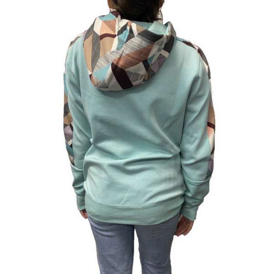 Fashions * | Hooey Ladies Canyon Etched Tile Print Turquoise Hoodie Hh1199Tq Shop Blue