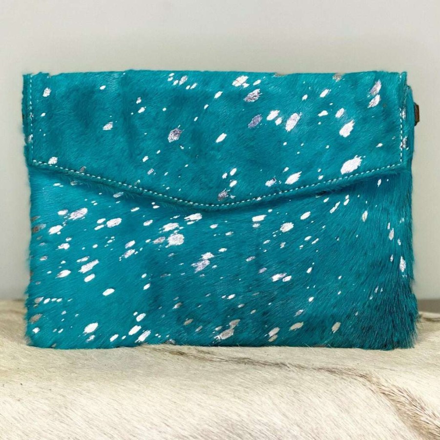 Fashions * | American Darling Turquoise Cowhide And Silver Crossbody Adbgs178Trq Promotions