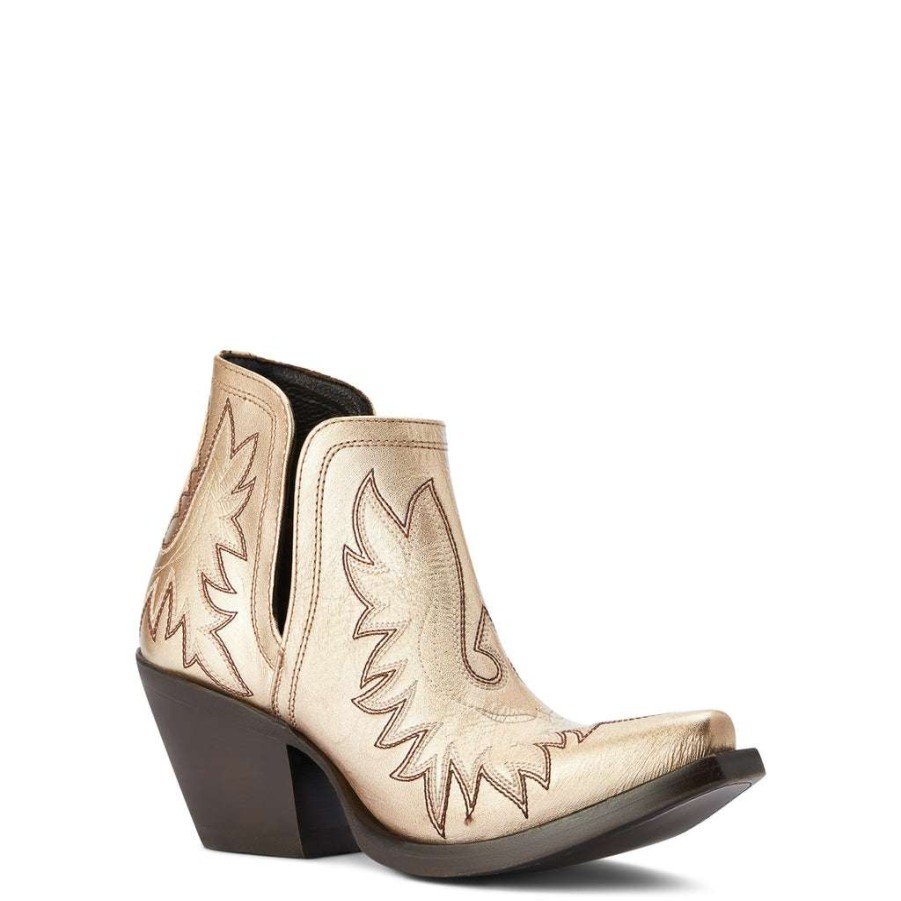 Booties * | Ariat Ladies Dixon Gold Buckle Western Booties 10042458 Bestsellers Beige