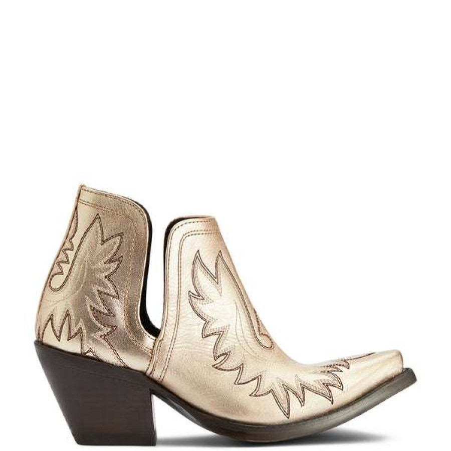 Booties * | Ariat Ladies Dixon Gold Buckle Western Booties 10042458 Bestsellers Beige