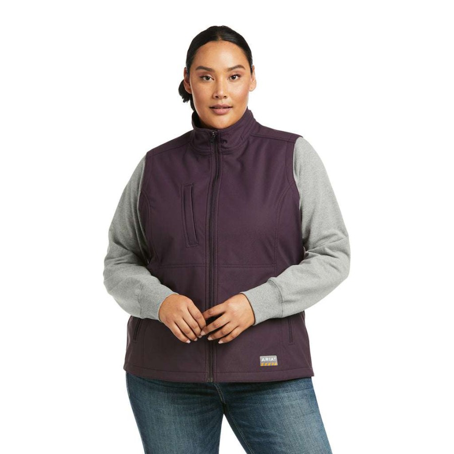 Fashions * | Ariat Women'S Rebar Stretch Plum Perfect Softshell Jacket 10037625 Special Style Purple