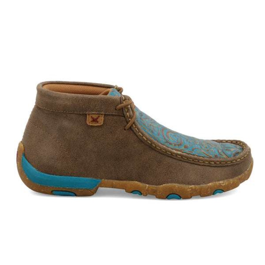 Shoes * | Twisted X Ladies Chukka Driving Moc Bomber & Turquoise Shoes Wdm0148 Online