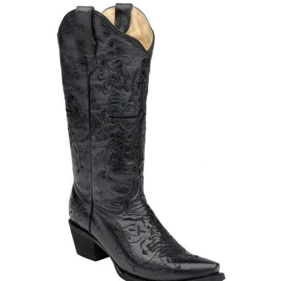 Booties * | Circle G By Corral Ladies Cross Embroidery Snip Toe Boots L5060 Online Black