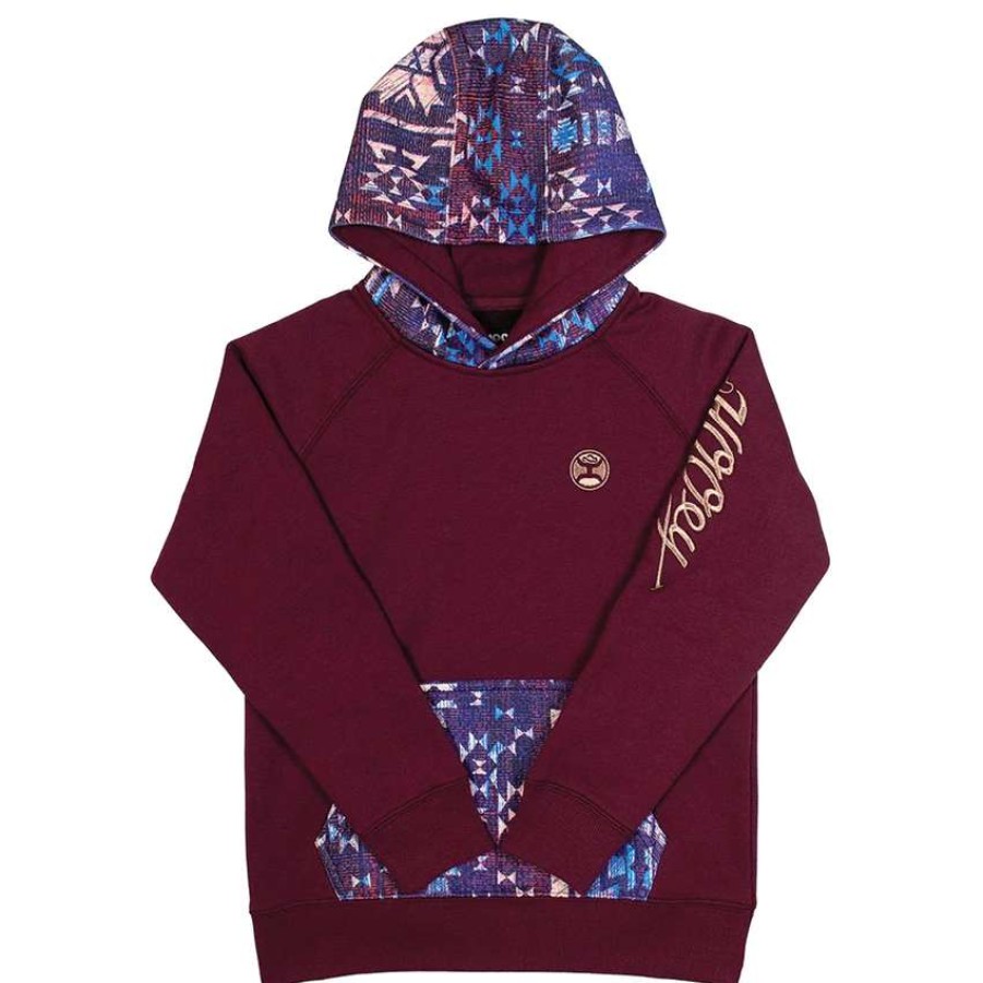 Fashions * | Hooey Ladies Veracruz Aztec Print Maroon Pullover Hoodie Hh1198Ma Good Quality