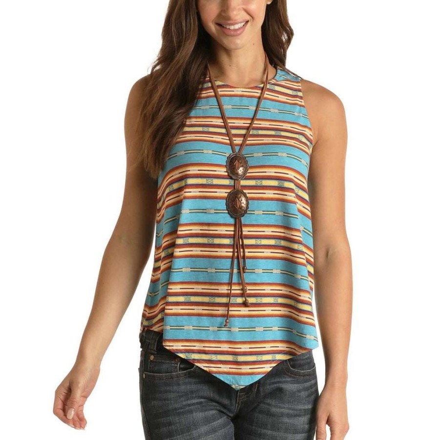 Fashions * | Panhandle White Label Ladies Stripe Print Tank Top L7T3445 Store Multi-Color