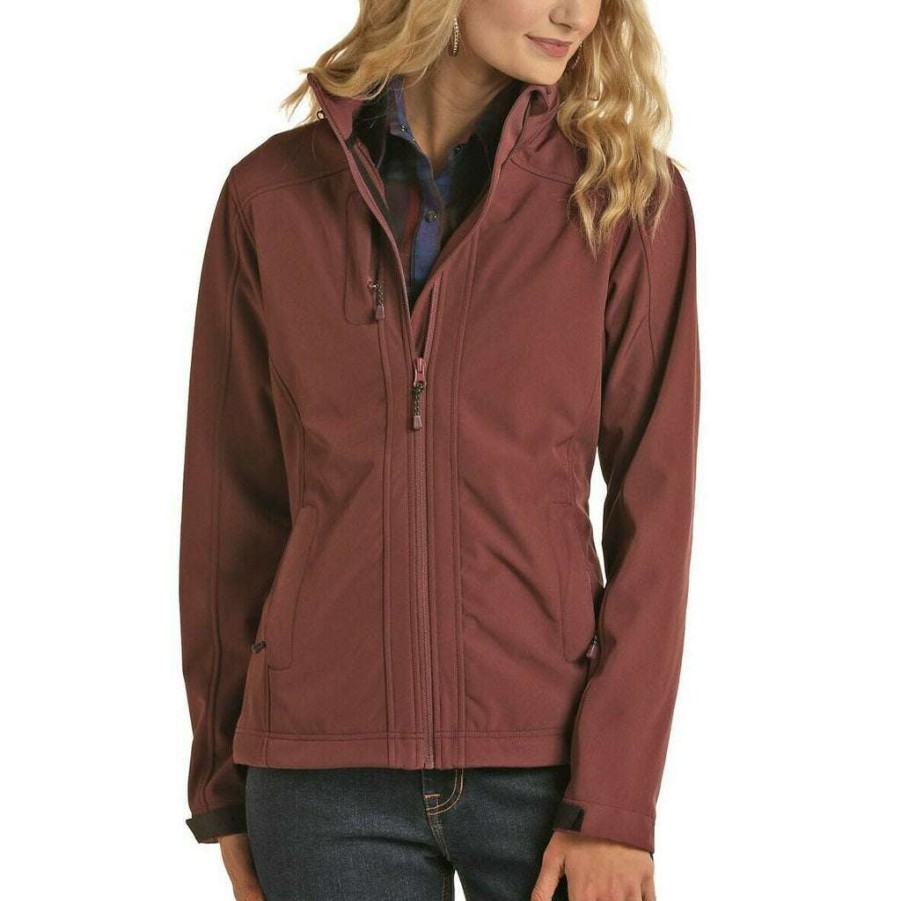 Fashions * | Powder River Outfitters Ladies Softshell Performance Jacket 52-9646 Excellent Quality Red