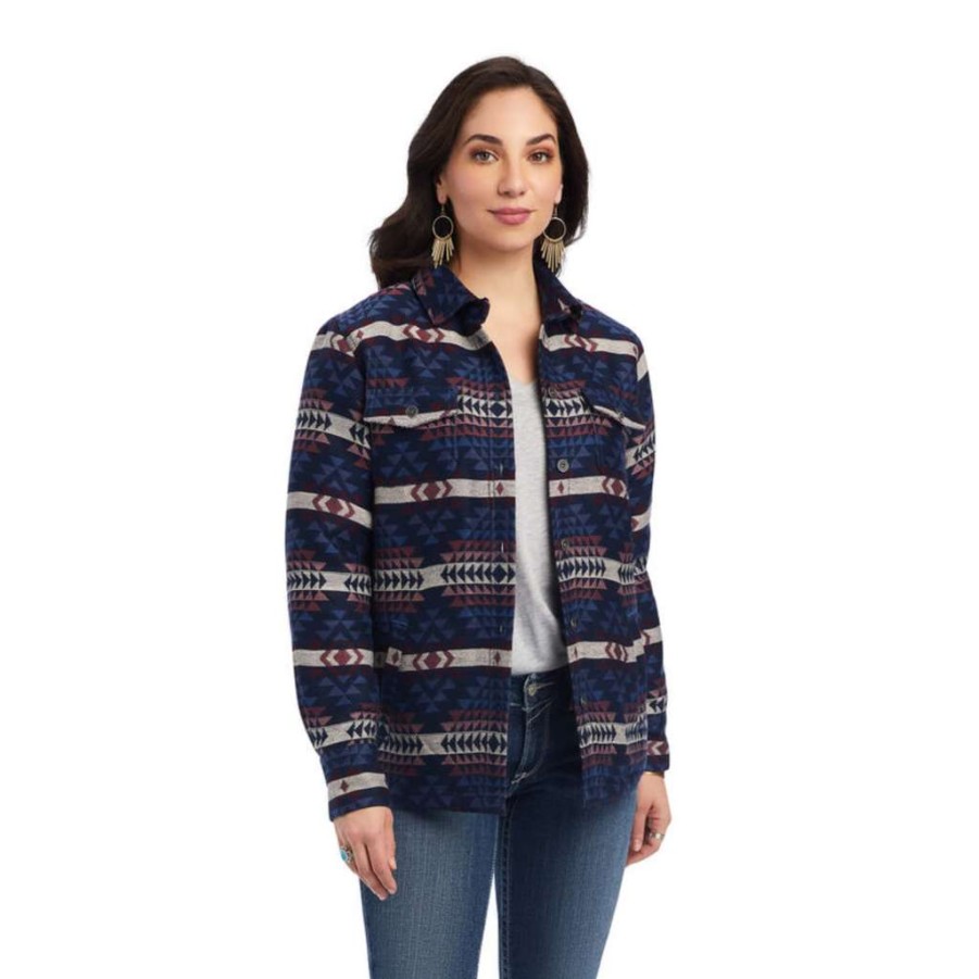 Fashions * | Ariat Ladies R.E.A.L. Shacket Mountain Peak Jacquard Jacket 10041576 Shop