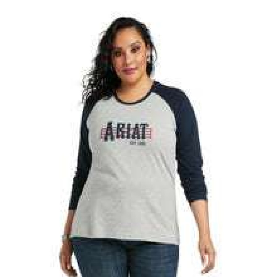 Fashions * | Ariat Ladies Real Graphic Heather Grey T-Shirt 10038061 Promotions