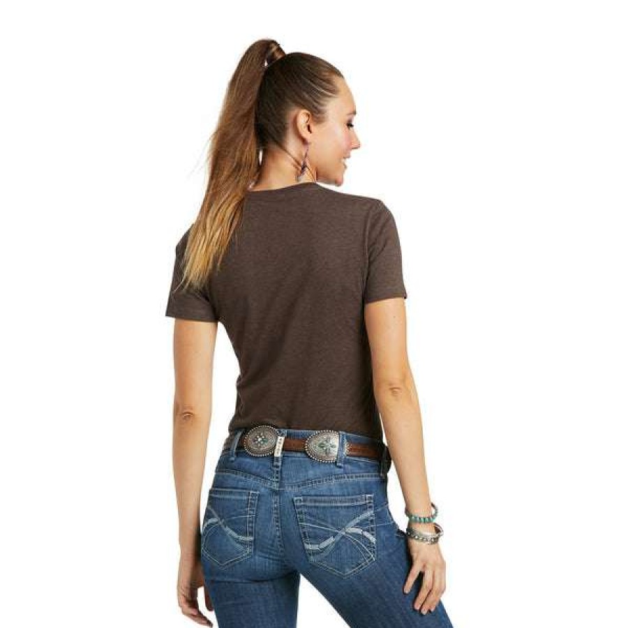 Fashions * | Ariat Ladies Farm Type Short Sleeve Brown Heather T-Shirt 10038620 Crazy Deals