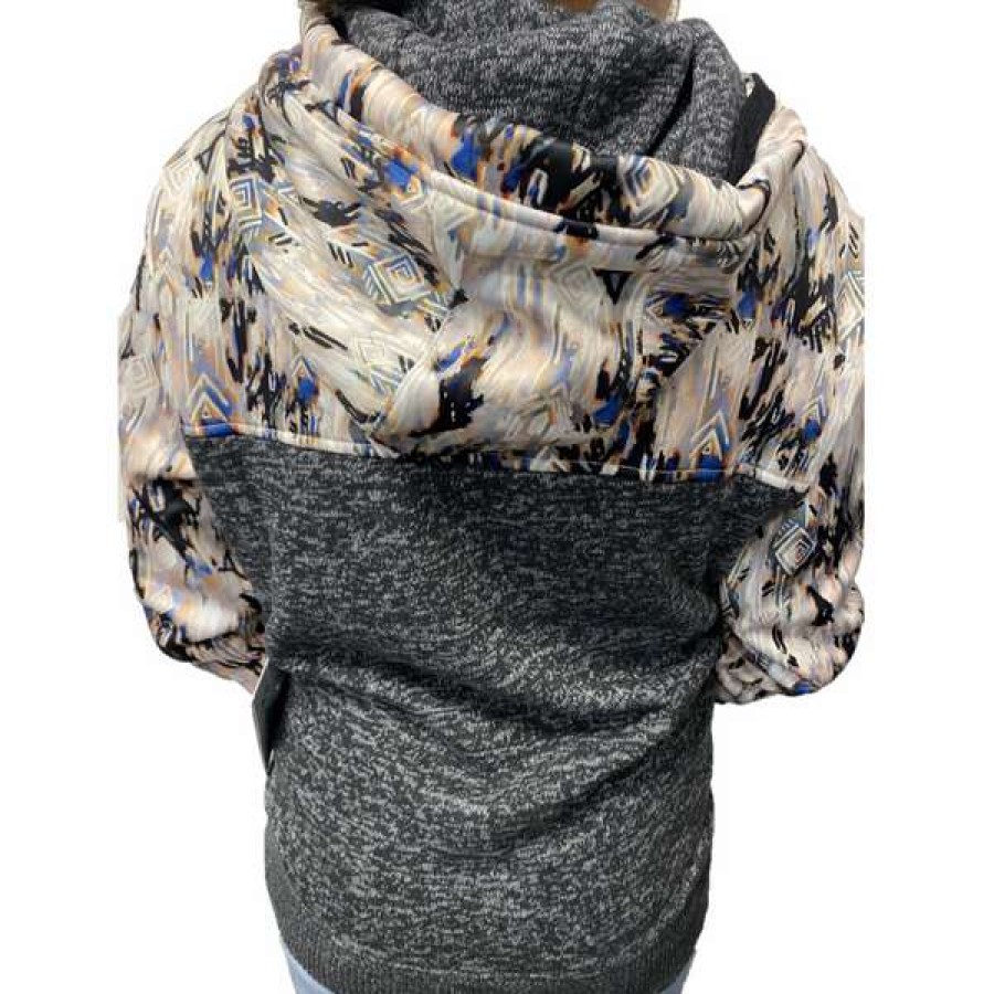 Fashions * | Hooey Ladies Jimmy Aztec Print Charcoal Hooded Sweatshirt Hh1202Azch Bestsellers Grey