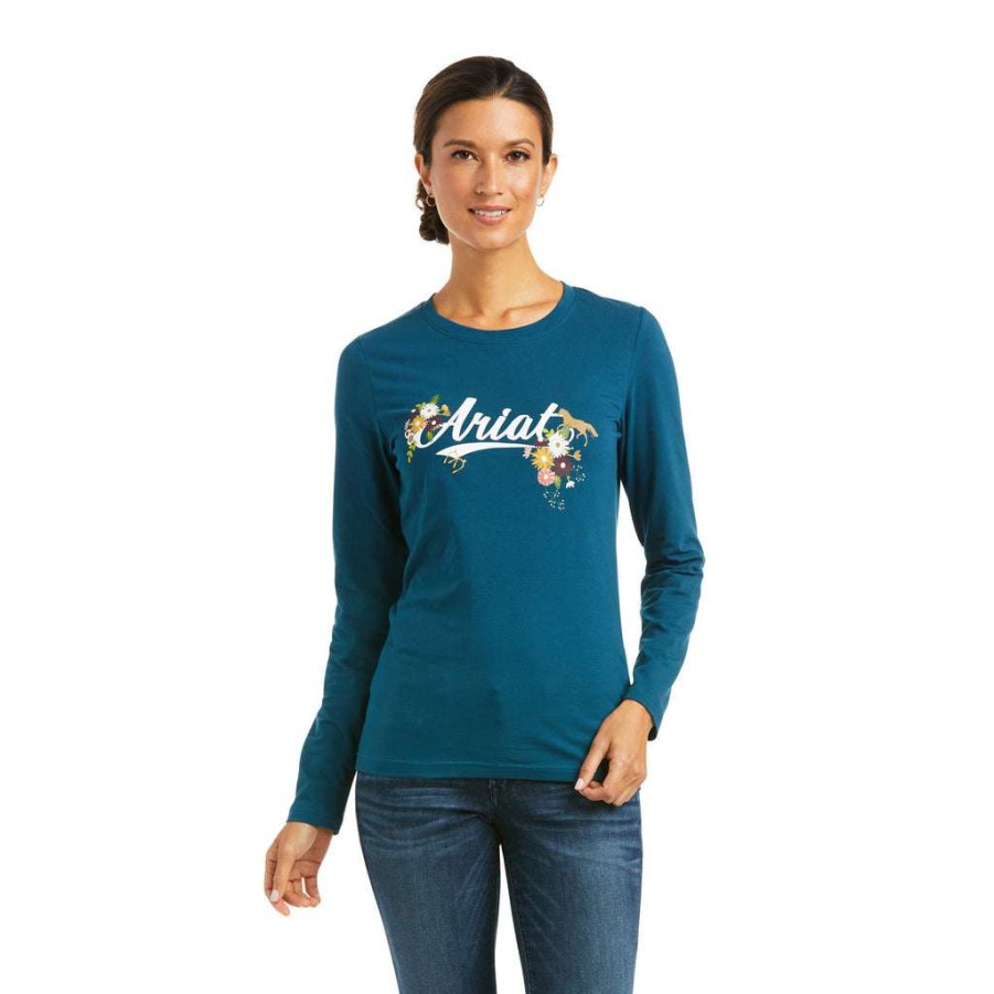 Fashions * | Ariat Flora Fauna Logo Long Sleeve T-Shirt 10037668 Exclusive