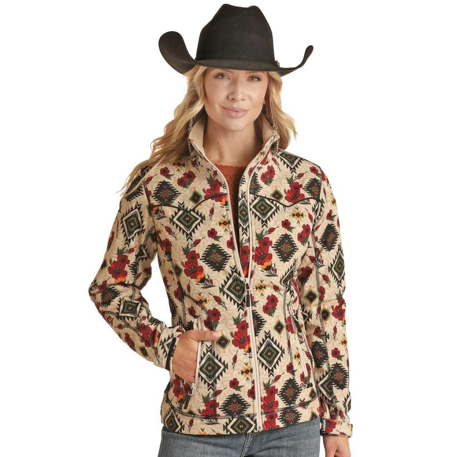 Fashions * | Powder River Ladies Aztec & Floral Softshell Jacket Prwo92Rzy1-12 Exclusive