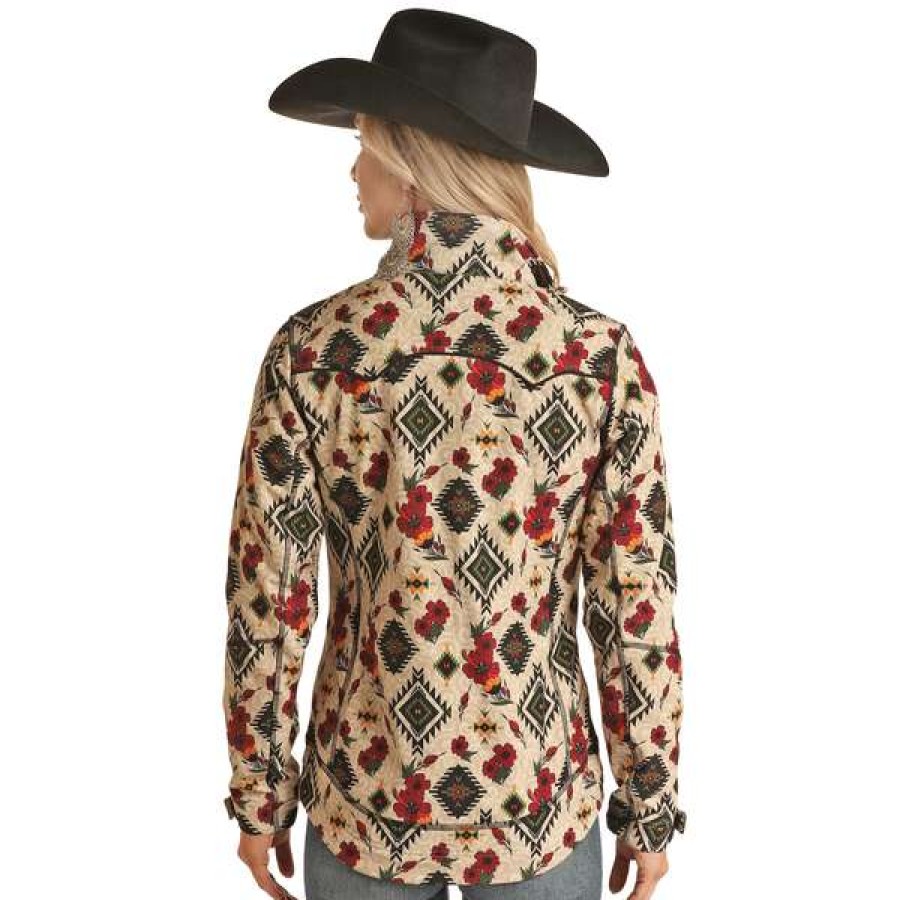 Fashions * | Powder River Ladies Aztec & Floral Softshell Jacket Prwo92Rzy1-12 Exclusive