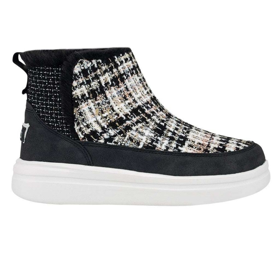 Shoes * | Hey Dude Ladies Boucle Mel Black Shoes 122104777 Special Style