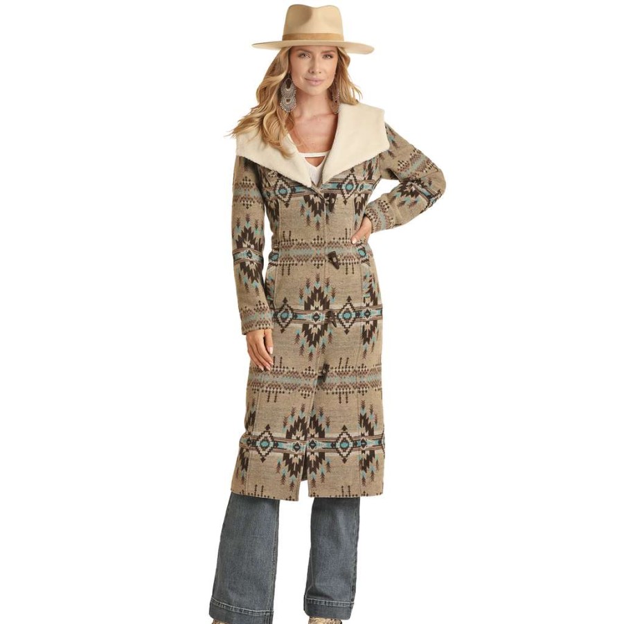 Fashions * | Powder River Outfitters Ladies Aztec Wool Long Coat Prwo92Rzyz-26 Lower Prices