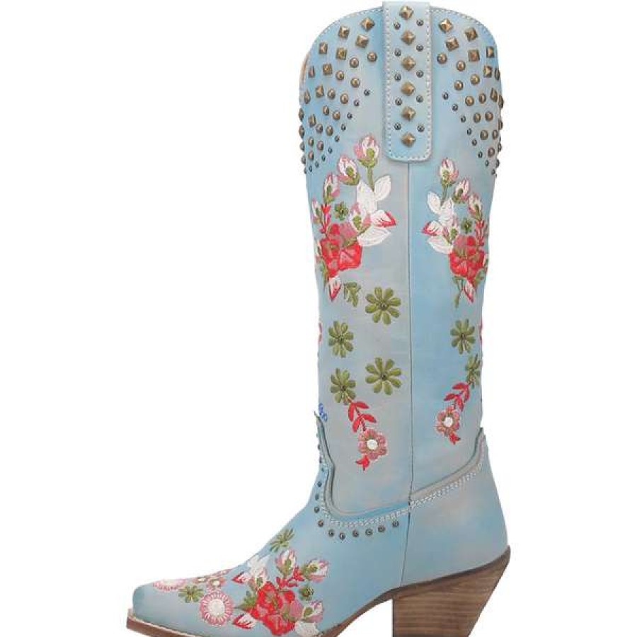 Booties * | Dingo Ladies Poppy Blue Floral Print Western Boot Di732-Bl Bestsellers