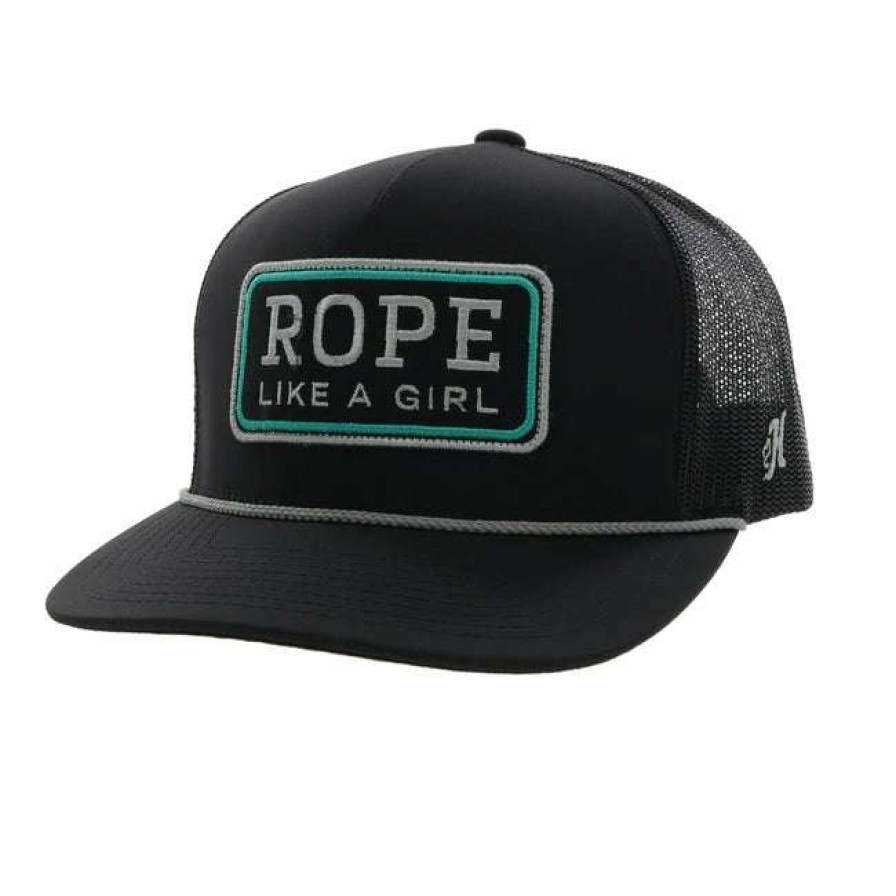 Fashions * | Hooey Rope Like A Girl Ladies 5-Panel Black Snapback Hat 2249T-Bk Promotions