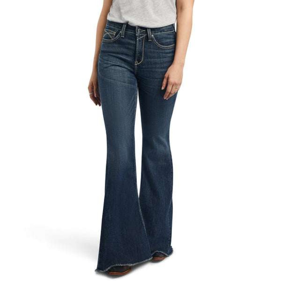 Fashions * | Ariat Ladies R.E.A.L High Rise Zinnia Extreme Flare Jeans 10041113 Special Offers Blue