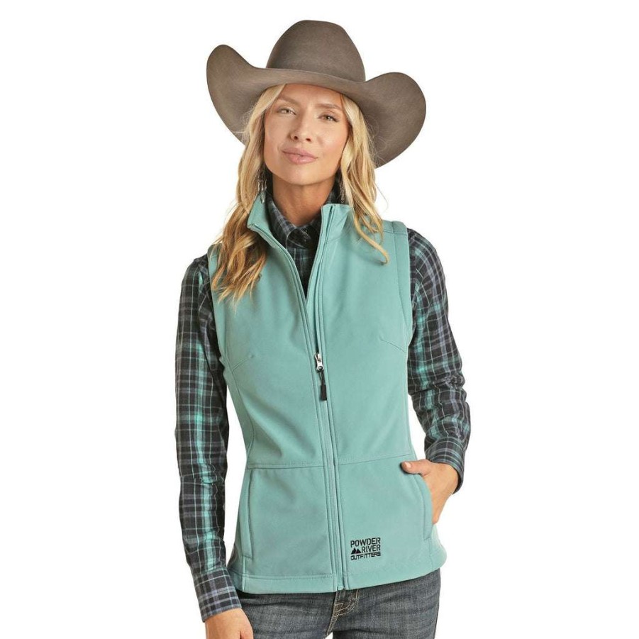 Fashions * | Powder River Ladies Performance Jade Softshell Vest 58-9657-34 Crazy Deals Blue