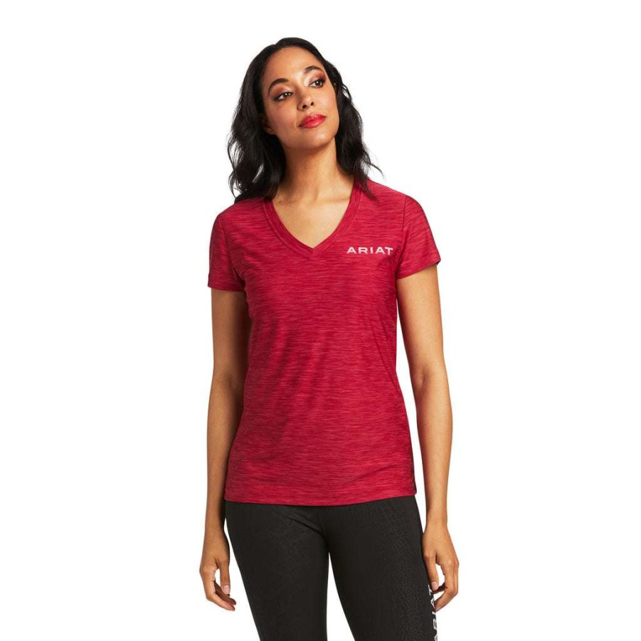 Fashions * | Ariat Ladies Laguna Logo Short Sleeve Bud Baselayer Tee 10039543 Bestsellers Red