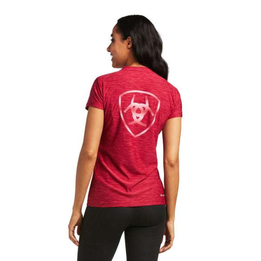 Fashions * | Ariat Ladies Laguna Logo Short Sleeve Bud Baselayer Tee 10039543 Bestsellers Red