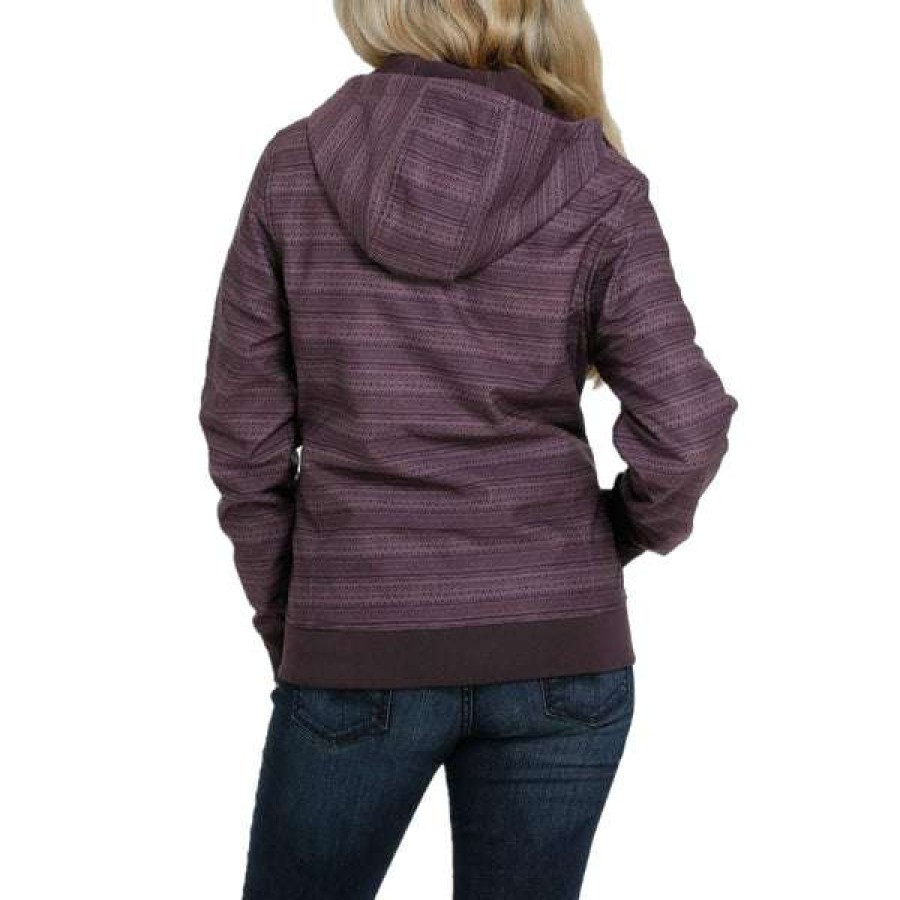 Fashions * | Cinch Ladies Logo Bonded Striped Hooded Jacket Maj9837002 Promotions Purple