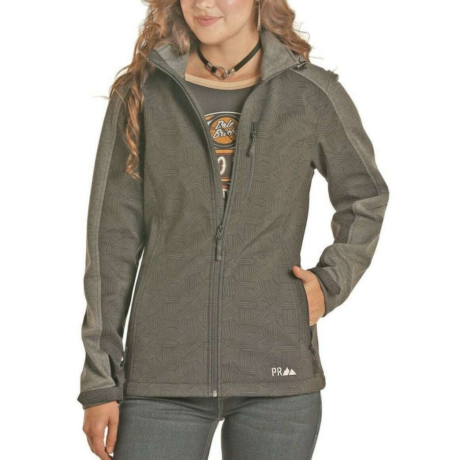 Fashions * | Powder River Outfitters Ladies Softshell Jacket 52-6672-03 Bestsellers Grey