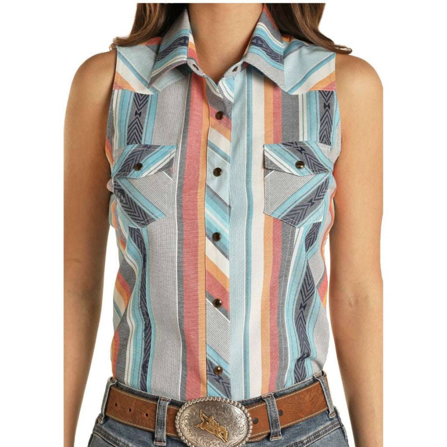 Fashions * | Rock & Roll Cowgirl Ladies Multi-Color Snap Shirt B5S9414 Exclusive