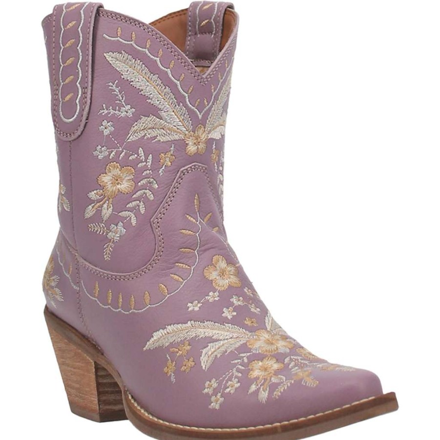 Booties * | Dingo Ladies Primrose Floral Print Lavender Western Bootie Di748-Pu4 Exclusive