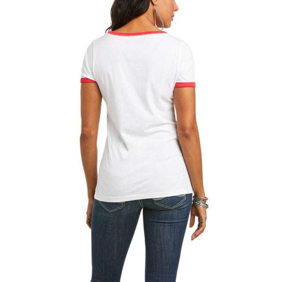 Fashions * | Ariat Women'S Blessed Red Heather Tee 10036641 Shop White