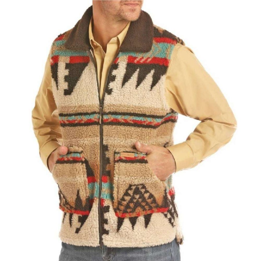 Fashions * | Powder River Outfitters Men'S Aztec Jacquard Brown Vest 98-2648 Good Quality