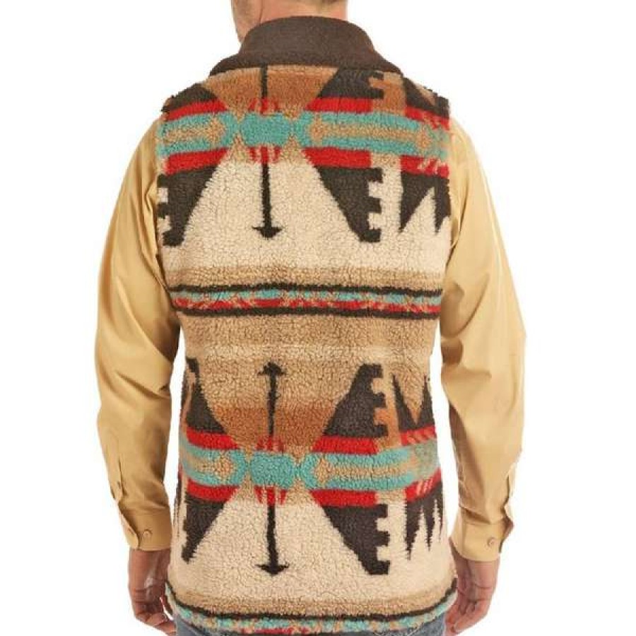 Fashions * | Powder River Outfitters Men'S Aztec Jacquard Brown Vest 98-2648 Good Quality