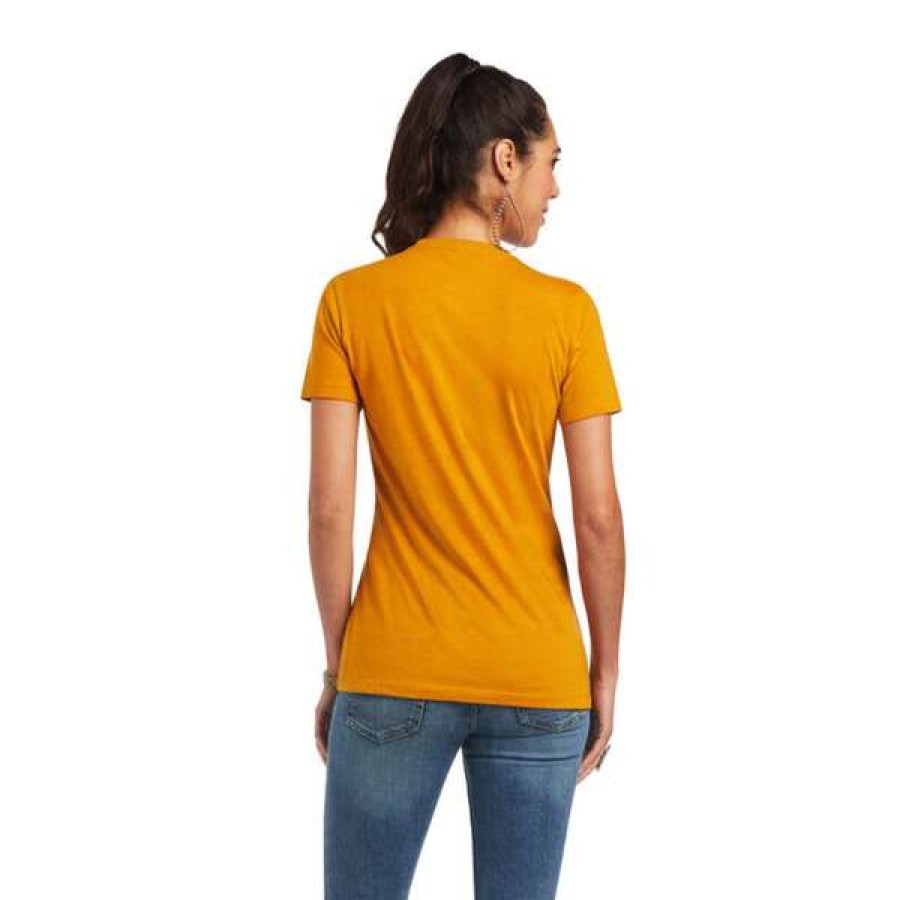 Fashions * | Ariat Ladies Let'S Rodeo Buckhorn Heather Graphic T-Shirt 10040961 Exclusive Yellow