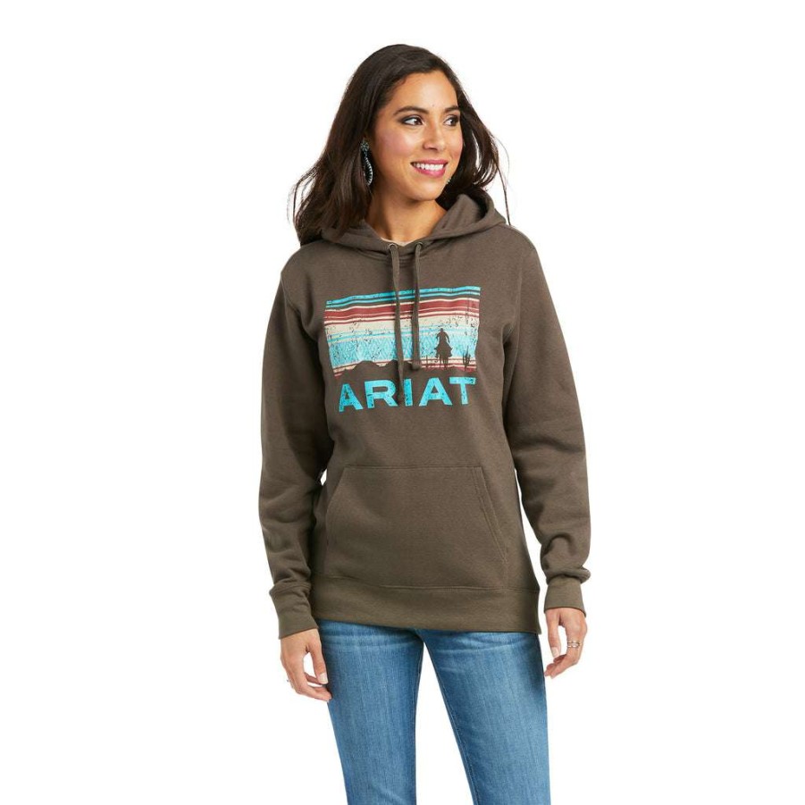 Fashions * | Ariat Women'S R.E.A.L. Banyan Bark Graphic Logo Hoodie 10037581 Crazy Deals