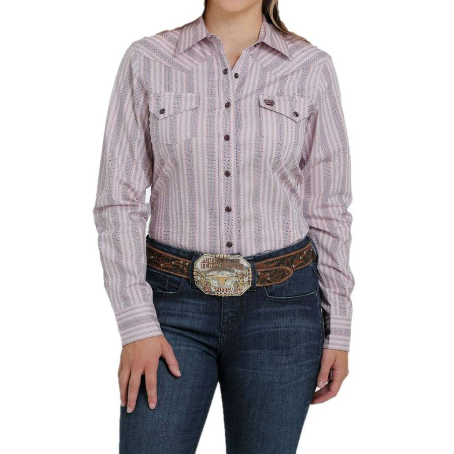 Fashions * | Cinch Ladies Long Sleeve Purple Pearl Snap Shirt Msw9201024 Exclusive