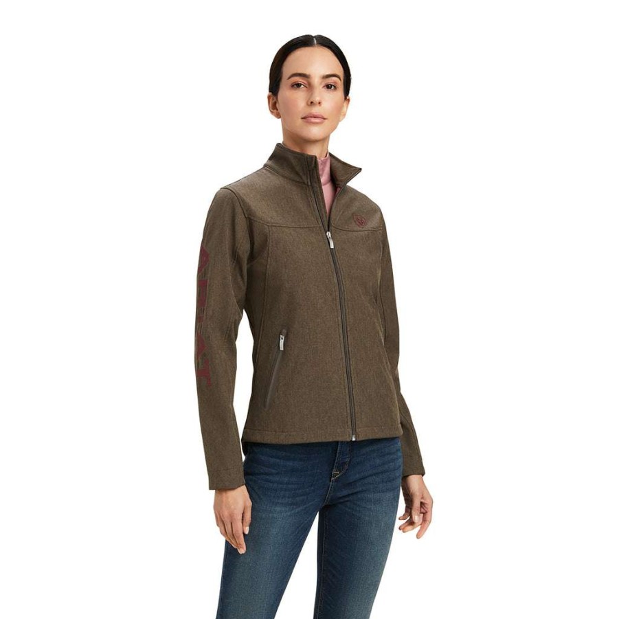 Fashions * | Ariat Ladies New Team Softshell Banyan Bark Heather Jacket 10041282 Special Style Brown