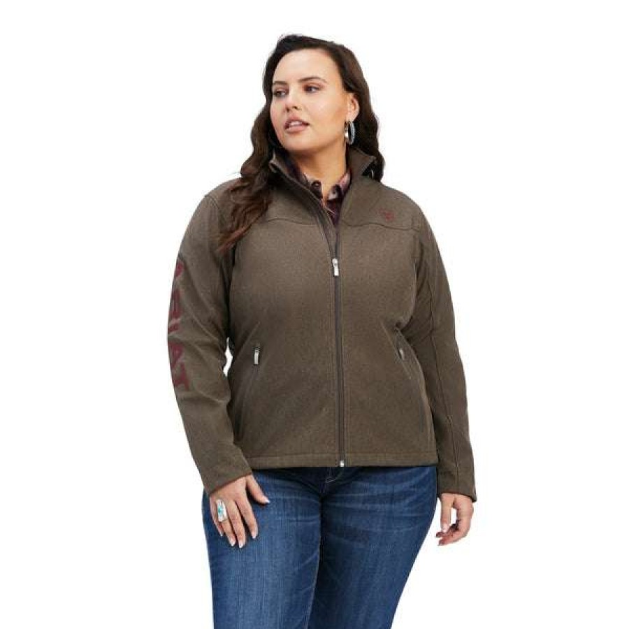 Fashions * | Ariat Ladies New Team Softshell Banyan Bark Heather Jacket 10041282 Special Style Brown