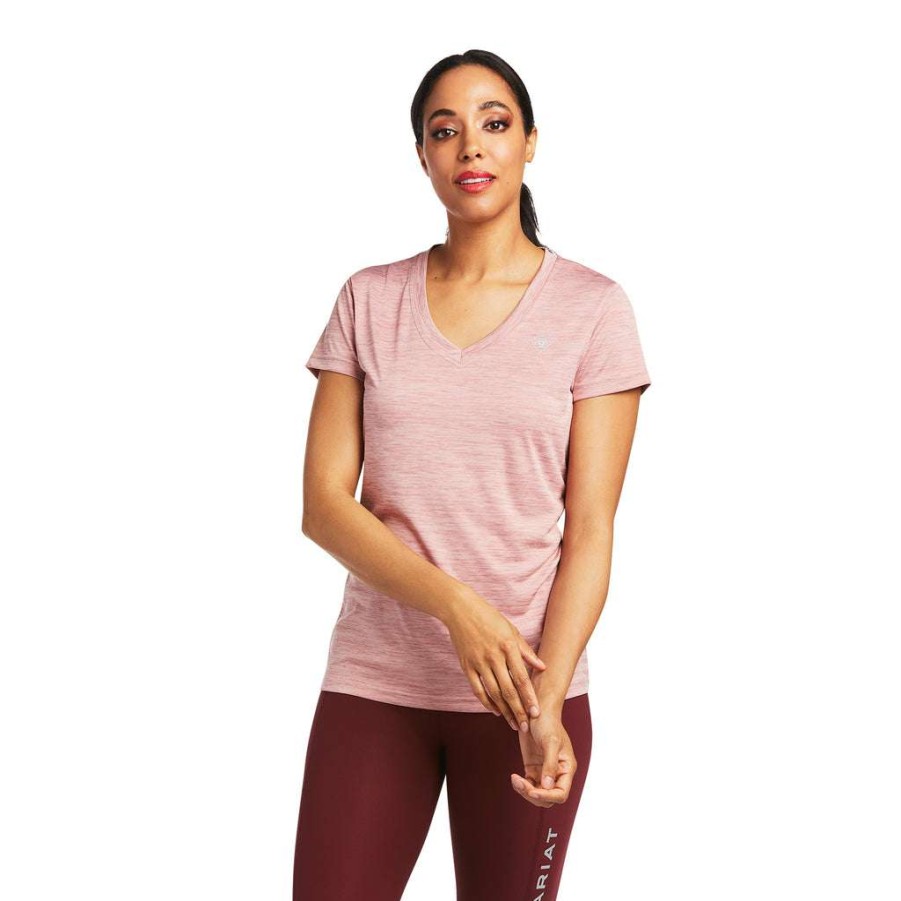 Fashions * | Ariat Ladies Launa Short Sleeve Baselayer Shirt 10039403 Fashionable Pink