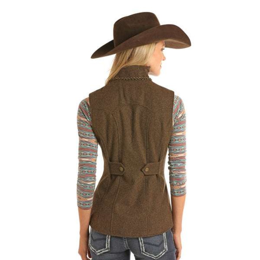 Fashions * | Powder River Ladies Heather Wool Fitted Vest 58-2631 Fashionable Brown