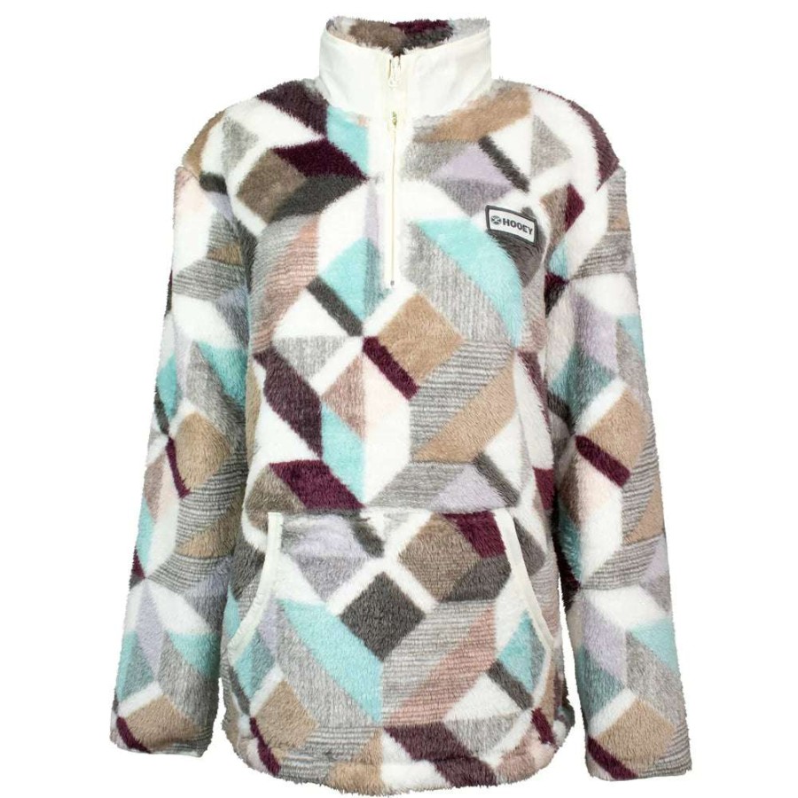 Fashions * | Hooey Ladies Geometric Cream Fleece Pullover Hfp006Crpr Online