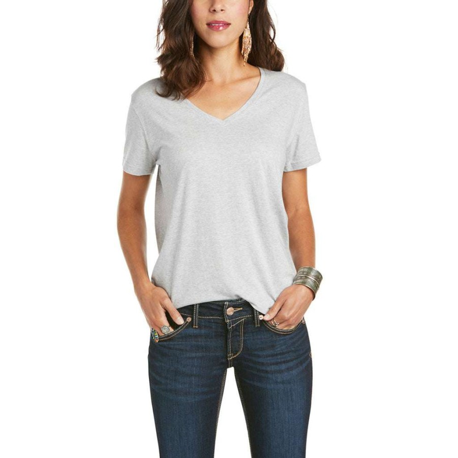 Fashions * | Ariat Ladies Element Heather Grey Short Sleeve T-Shirt 10035201 Shop