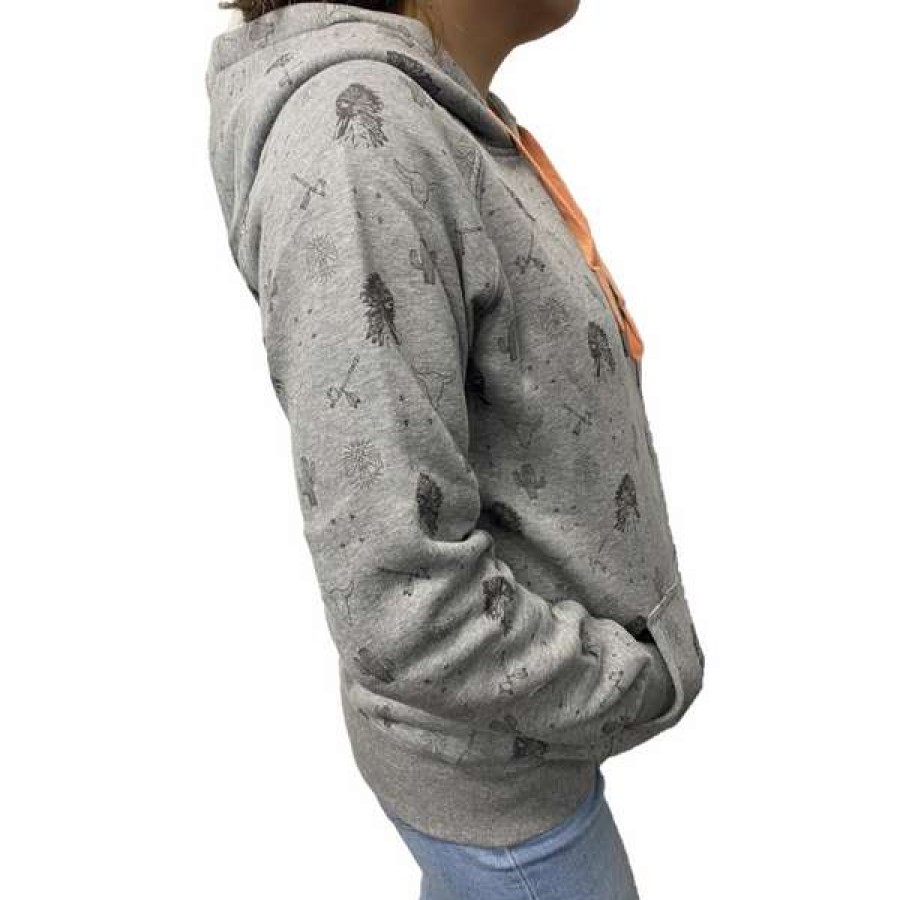 Fashions * | Hooey Ladies Plains Southwestern Patterned Hoodie Hh1198Gy Online Grey