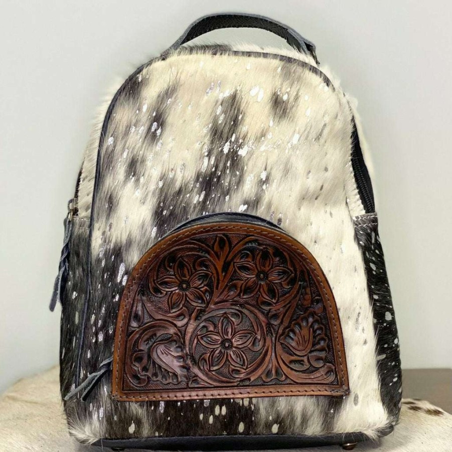 Fashions * | American Darling Black And White Cowhide Backpack Purse Adbgs156Acsl Exclusive