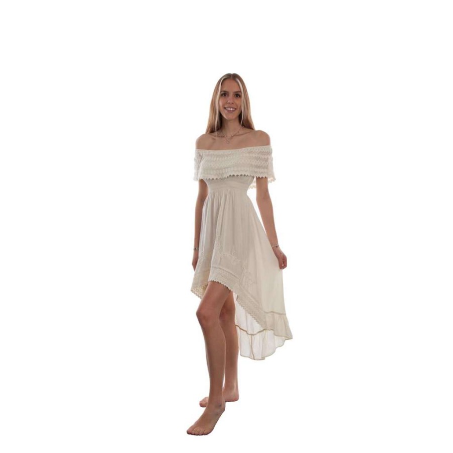 Fashions * | Scully Ladies Off Shoulder Hi/Lo Vanilla Dress Psl-266-Van Premium