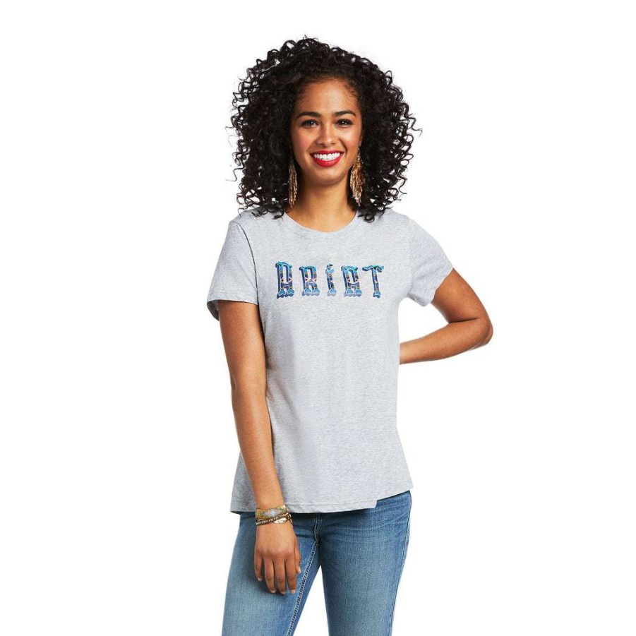 Fashions * | Ariat Ladies R.E.A.L Kinship Heather Short Sleeve Tee 10039530 Premium Grey