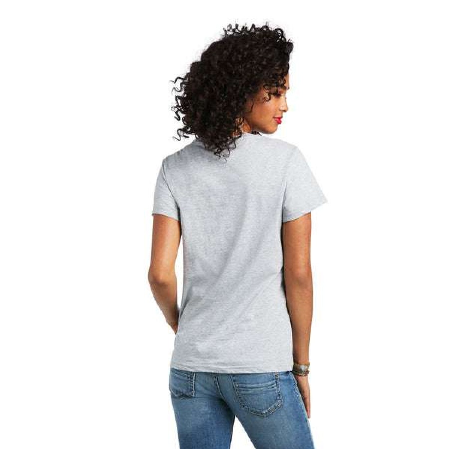 Fashions * | Ariat Ladies R.E.A.L Kinship Heather Short Sleeve Tee 10039530 Premium Grey